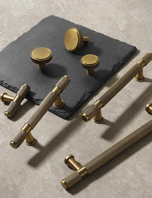 Solid Brass Knurled Cabinet Pulls & Knobs - Mid-Century Hardware - #2 - 160mm / 1pc