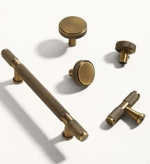 Solid Brass Knurled Cabinet Pulls & Knobs - Mid-Century Hardware - #2 - 192mm / 1pc