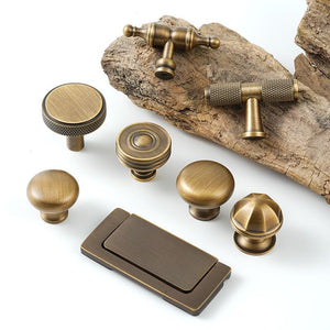 Solid Brass Knurled Flush Cabinet Pulls - Antique Bronze Finish - #4 / 1pc
