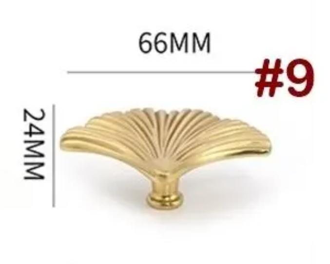 Solid Brass Leaf Cabinet Pulls & Knobs - Gold Finish for Cabinets - view 2
