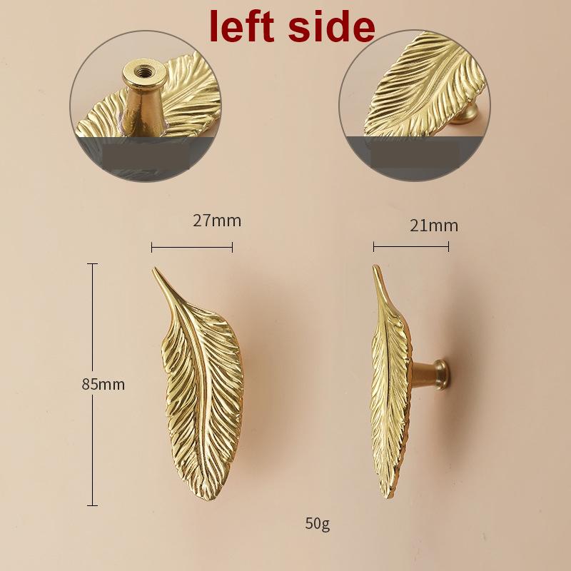 Solid Brass Leaf Cabinet Pulls & Knobs - Gold Finish for Cabinets - #9 right side / 1pc
