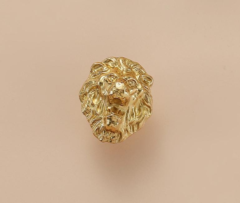 Solid Brass Lion Cabinet Pulls & Knobs - Gold Finish for Cabinets - #9 / 1pc