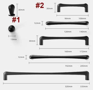 Solid Brass Minimalist Cabinet Pulls & Knobs - Black Finish Hardware - #1 Brass / 1pc