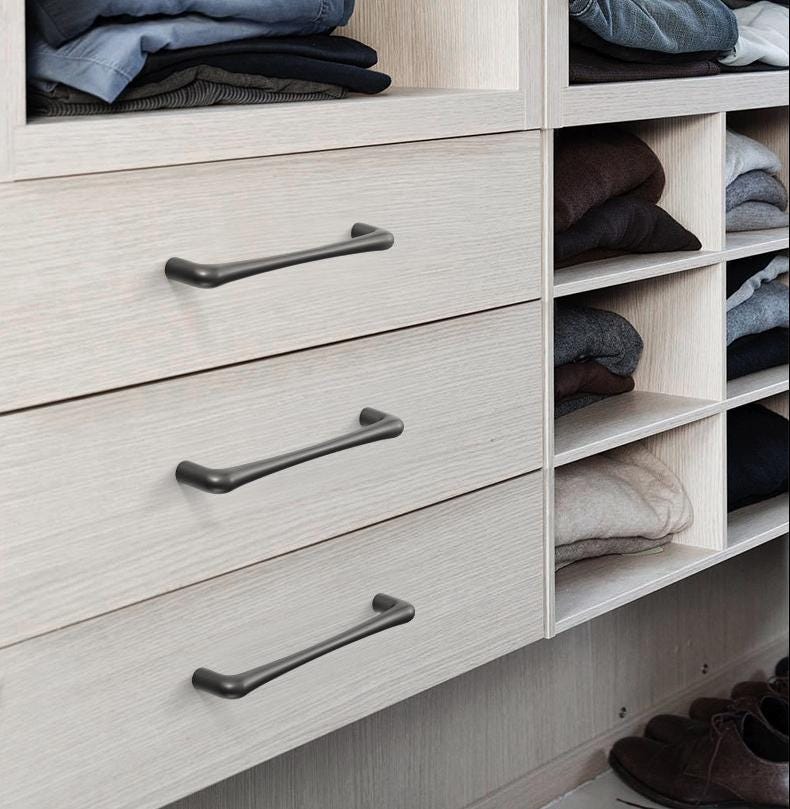 Solid Brass Minimalist Cabinet Pulls & Knobs - Black Finish Hardware - #2 Black 192mm / 1pc