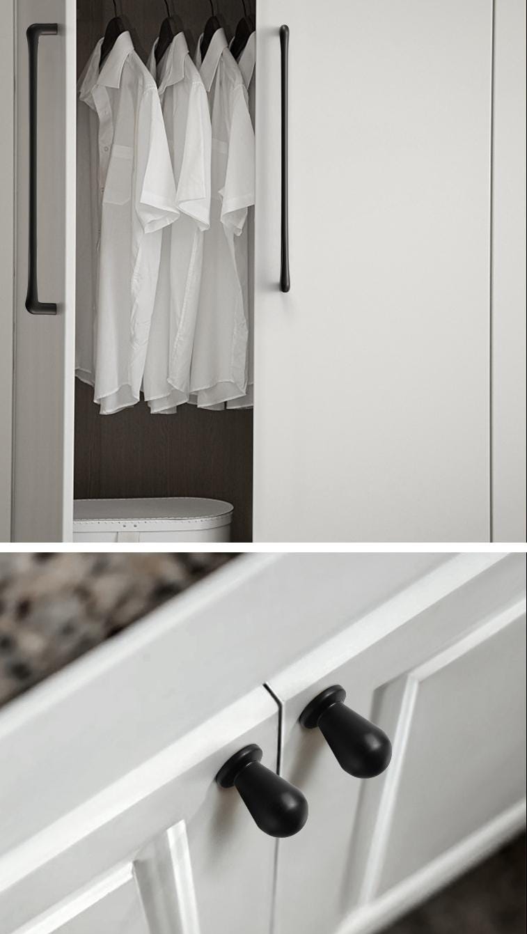 Solid Brass Minimalist Cabinet Pulls & Knobs - Black Finish Hardware - #2 Brass 96mm / 1pc