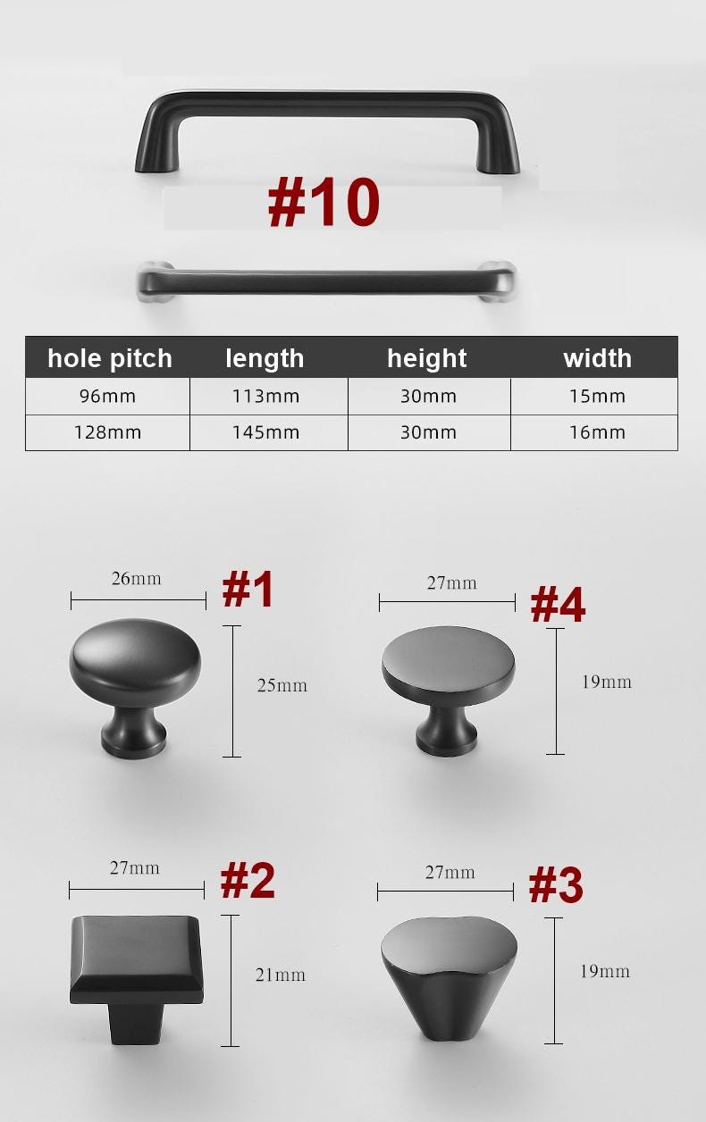 Solid Brass Minimalist Cabinet Pulls & Knobs - Black Finish Hardware - #2 / 1pc