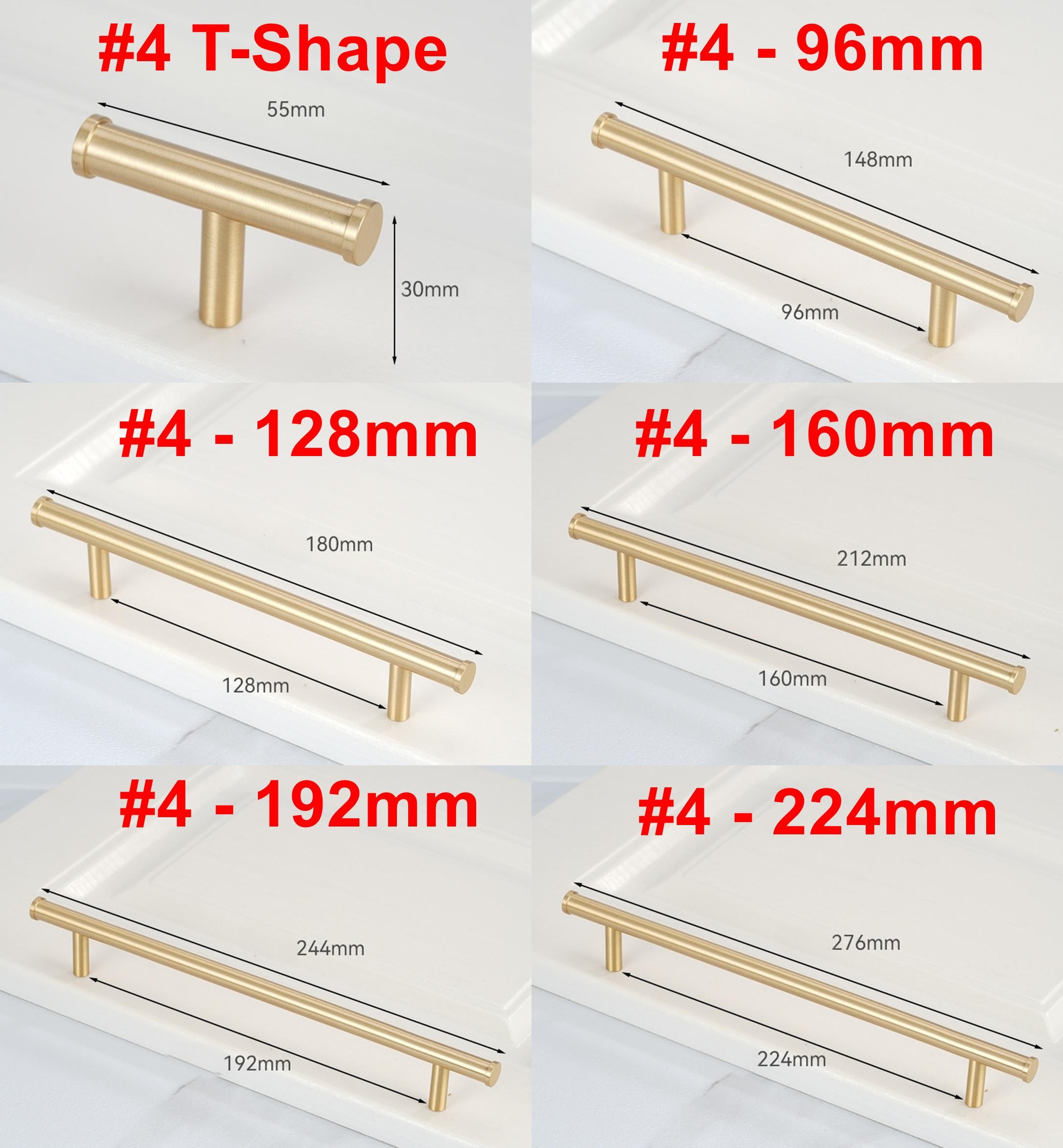 Solid Brass Minimalist Cabinet Pulls & Knobs - Brushed Gold Finish - #2 / 1pc