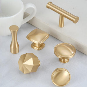 Solid Brass Minimalist Cabinet Pulls & Knobs - Brushed Gold Finish - #4 - 96mm / 1pc