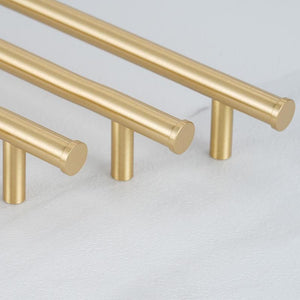 Solid Brass Minimalist Cabinet Pulls & Knobs - Brushed Gold Finish - #4 - 128mm / 1pc