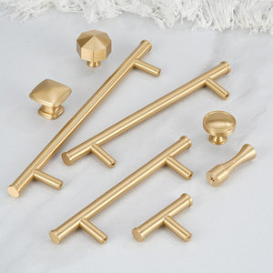 Solid Brass Minimalist Cabinet Pulls & Knobs - Brushed Gold Finish - #4 - 192mm / 1pc