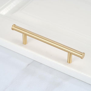 Solid Brass Minimalist Cabinet Pulls & Knobs - Brushed Gold Finish - #4 - 224mm / 1pc