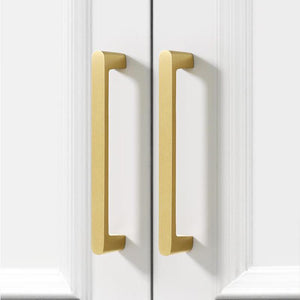 Solid Brass Minimalist Cabinet Pulls & Knobs - Brushed Gold Finish - #3 - 96mm / 1pc