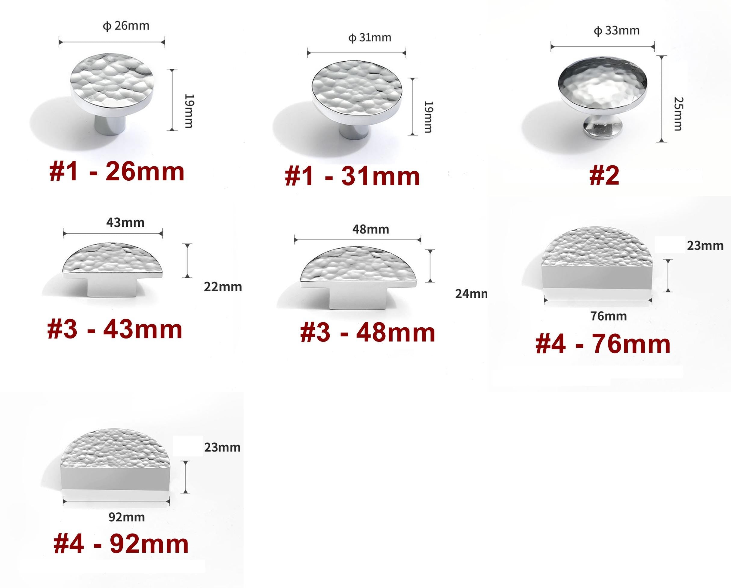 Solid Brass Minimalist Cabinet Pulls & Knobs - Chrome Finish - #1 - 31mm / 1pc