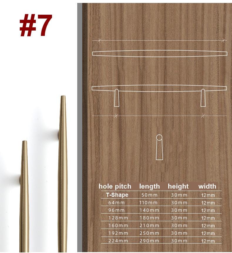 Solid Brass Minimalist Cabinet Pulls & Knobs - Matte Gold Finish - #3 / 1pc