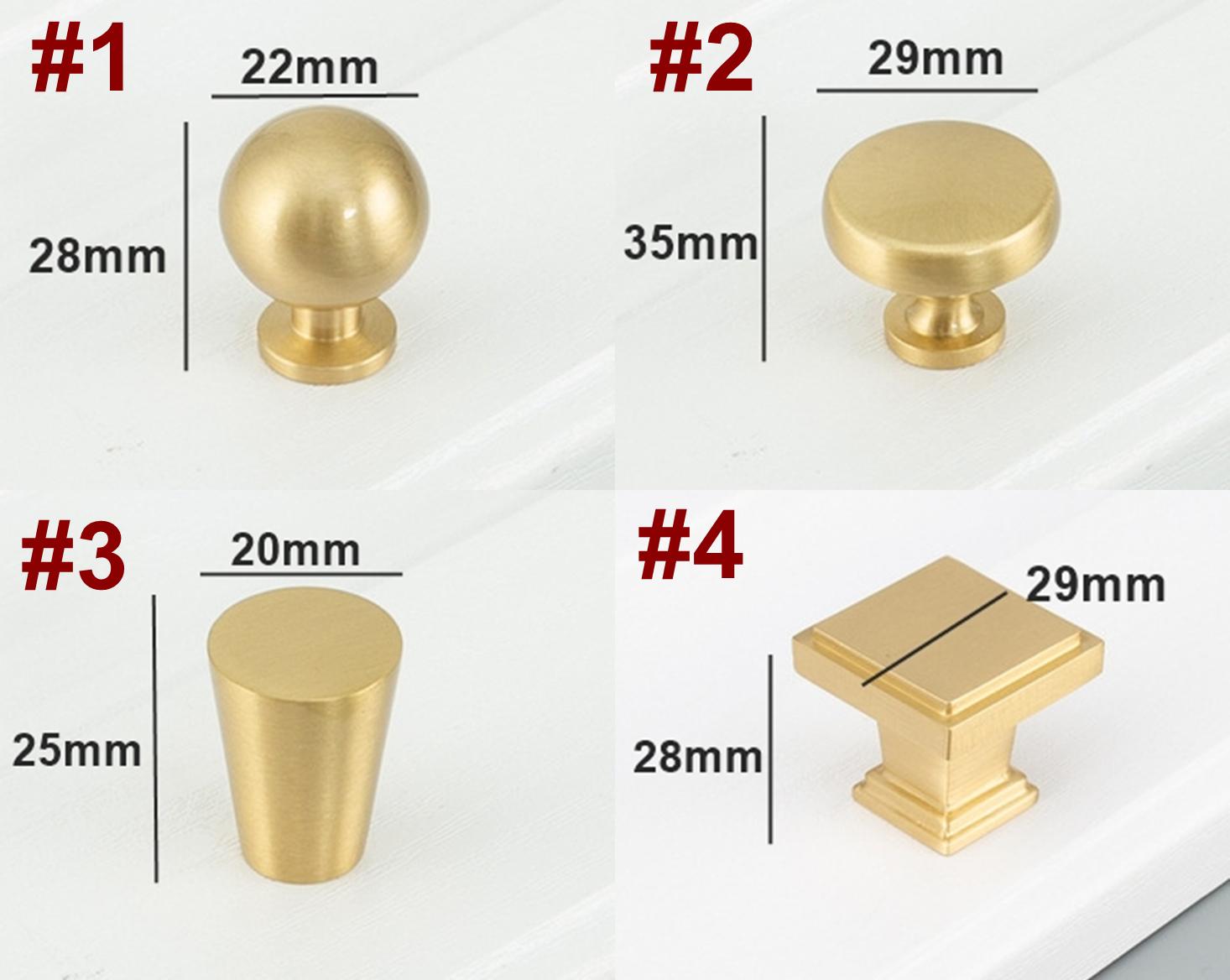 Solid Brass Minimalist Cabinet Pulls & Knobs - Matte Gold Finish - #2 / 1pc
