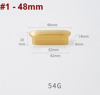 Solid Brass Minimalist Cabinet Pulls & Knobs - Brushed Gold Finish - #1 - 88mm / 1pc