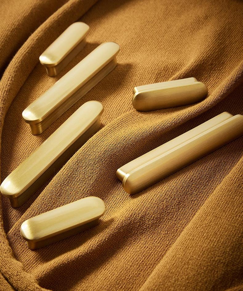 Solid Brass Minimalist Cabinet Pulls & Knobs - Brushed Gold Finish - view 10