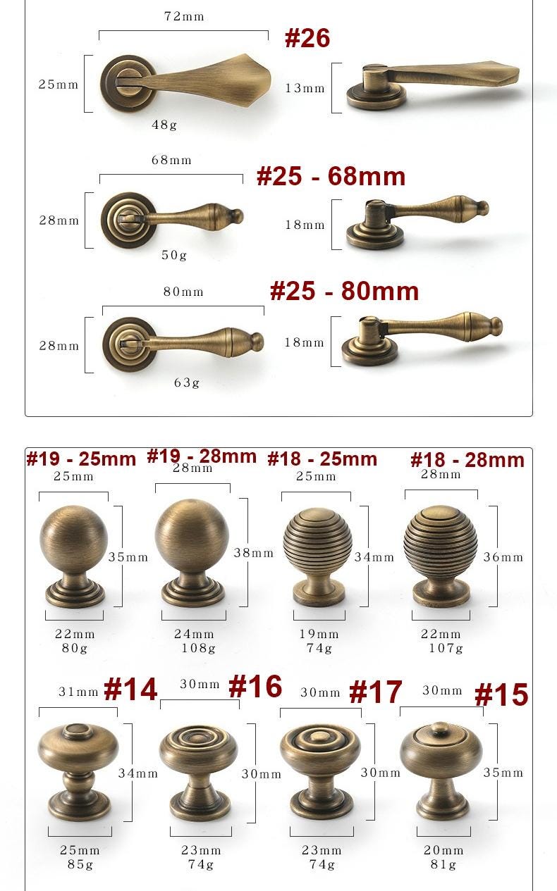 Solid Brass Neoclassical Cabinet Pulls & Knobs - Furniture Hardware - #4 / 1pc