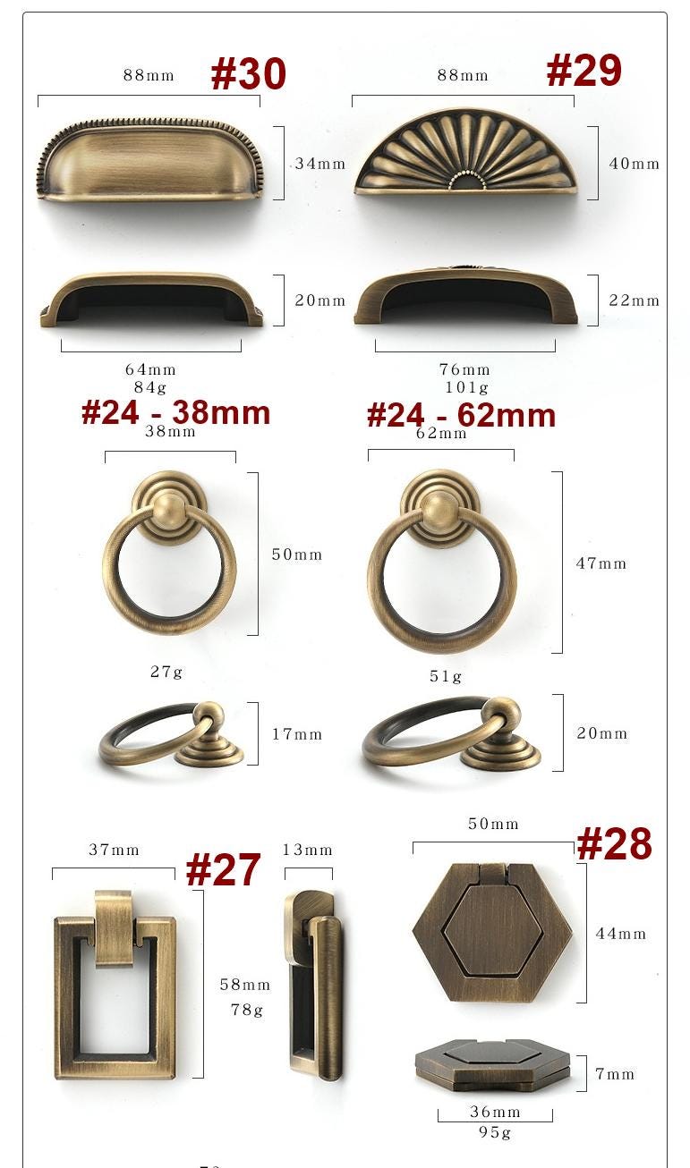 Solid Brass Neoclassical Cabinet Pulls & Knobs - Furniture Hardware - #5 / 1pc