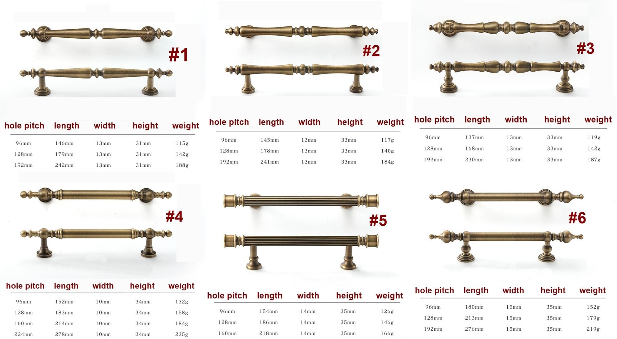 Solid Brass Neoclassical Cabinet Pulls & Knobs - Furniture Hardware - #6 / 1pc