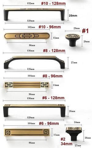 Solid Brass Oriental Cabinet Pulls & Knobs - Antique Bronze Finish - #2 27mm Coffee / 1pc