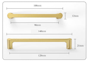Solid Brass Oriental Cabinet Pulls & Knobs - Brushed Gold Finish - #1 Black 128mm / 1pc