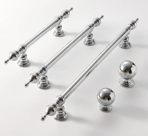Solid Brass Ornate Cabinet Pulls & Knobs - Polished Silver Finish - #3 - 192mm / 1pc
