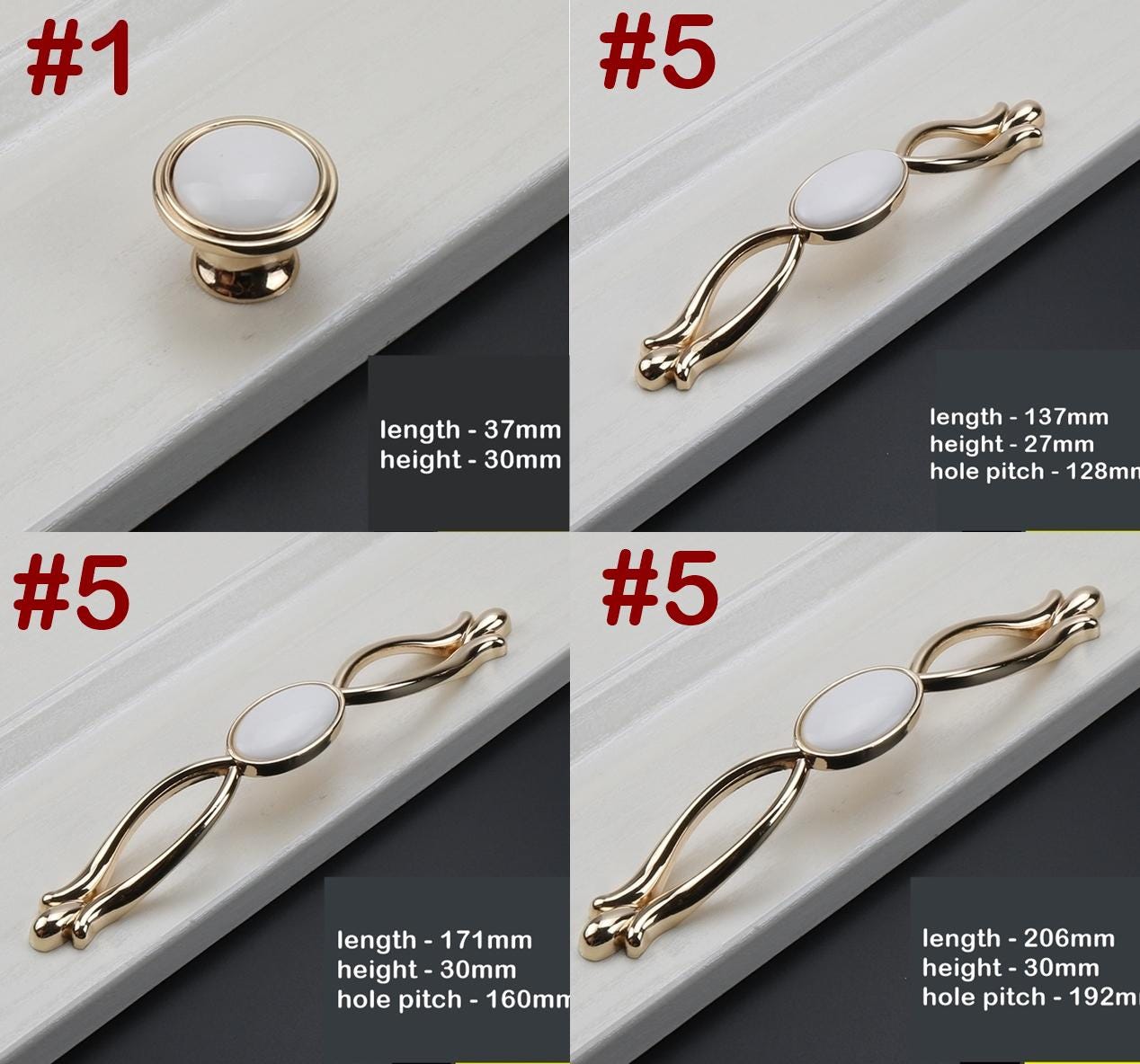 Solid Brass Round Cabinet Cup Pulls - Furniture Decorative Hardware - #2 - 50mm Rhomb / 1pc