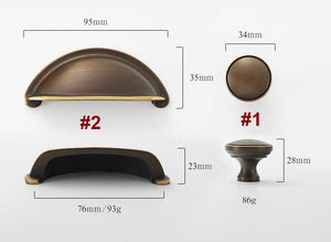 Solid Brass Round Cabinet Cup Pulls - Brushed Gold Finish Hardware - #1 Black / 1pc