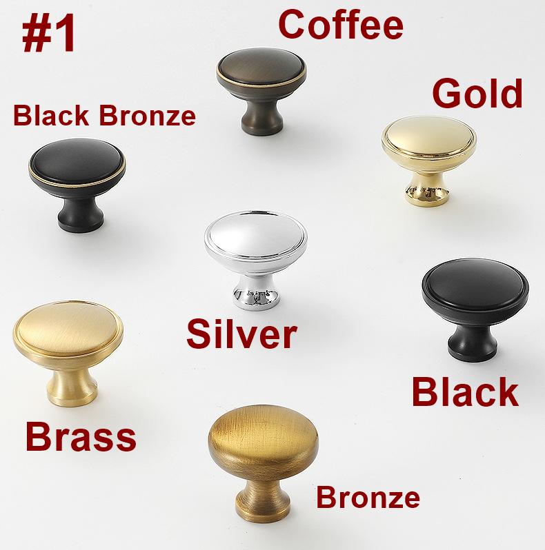 Solid Brass Round Cabinet Cup Pulls - Brushed Gold Finish Hardware - #1 Coffee / 1pc