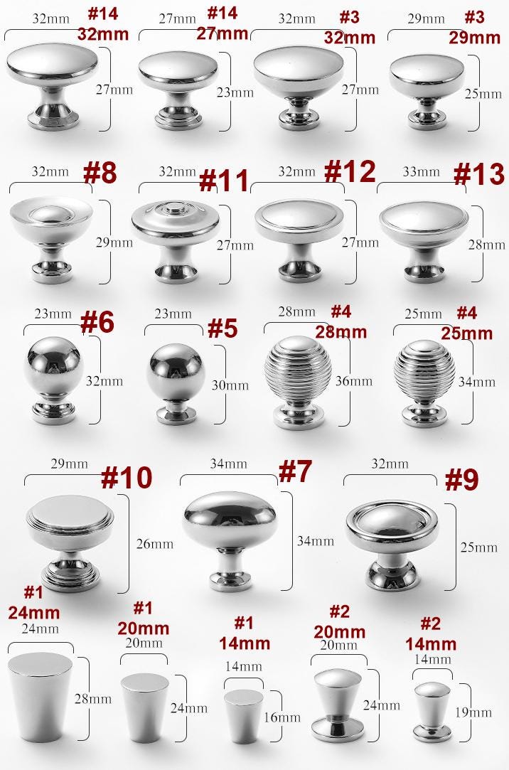 Solid Brass Round Cabinet Cup Pulls - Polished Silver Finish - #1 - 20mm / 1pc