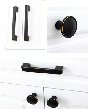 Solid Brass Round Cabinet Edge Pulls - Black Finish for Wardrobes - Round Coffee / 1pc