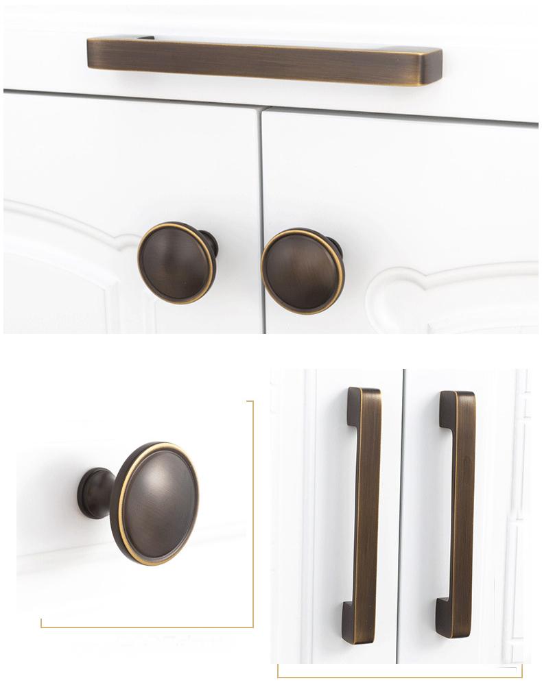 Solid Brass Round Cabinet Edge Pulls - Black Finish for Wardrobes - Coffee 96mm / 1pc