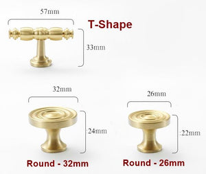 Solid Brass Round Cabinet Pulls & Knobs - Antique Bronze Finish - T-Shape Brass / 1pc