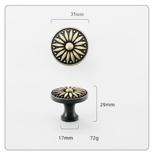 Solid Brass Round Cabinet Pulls & Knobs - Antique Bronze Finish - Silver / 1pc