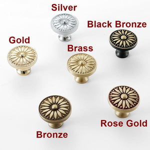 Solid Brass Round Cabinet Pulls & Knobs - Antique Bronze Finish - Gold / 1pc