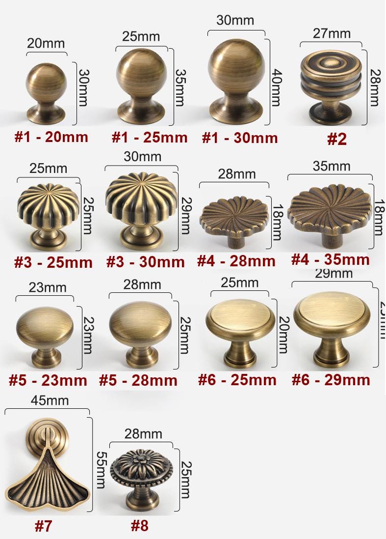 Solid Brass Round Cabinet Pulls & Knobs - Antique Bronze Finish - #1 - 25mm / 1pc