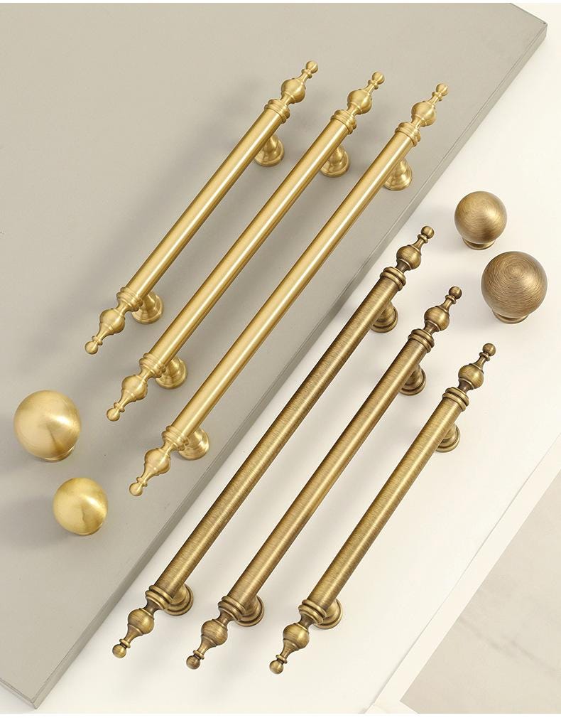 Solid Brass Round Cabinet Pulls & Knobs - Antique Bronze Finish - #1 - 128mm Brass / 1pc