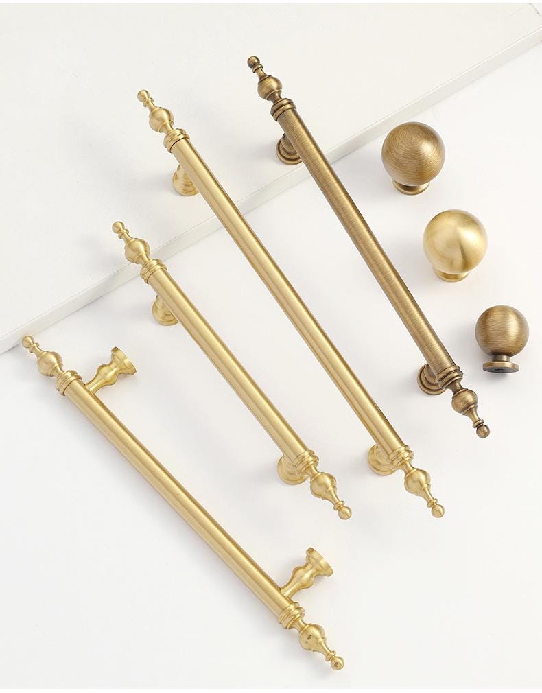 Solid Brass Round Cabinet Pulls & Knobs - Antique Bronze Finish - #1 - 128mm Bronze / 1pc
