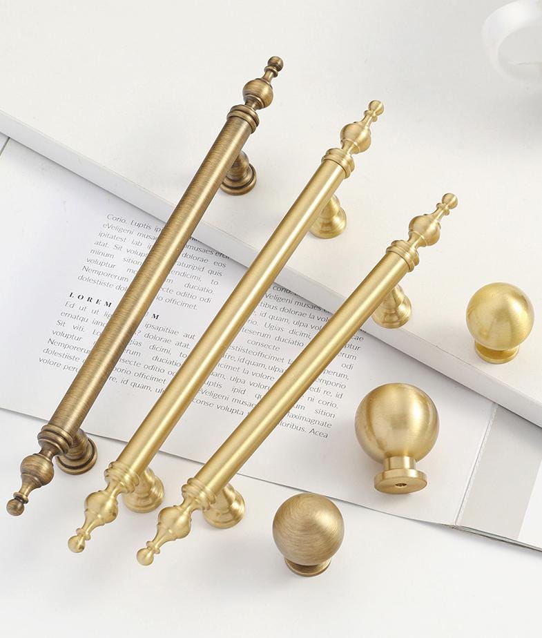 Solid Brass Round Cabinet Pulls & Knobs - Antique Bronze Finish - #1 - 160mm Brass / 1pc