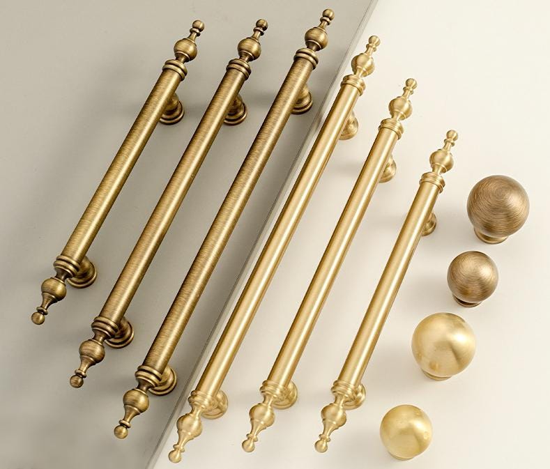 Solid Brass Round Cabinet Pulls & Knobs - Antique Bronze Finish - #1 - 160mm Bronze / 1pc