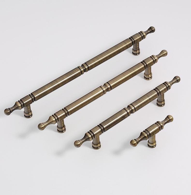 Solid Brass Round Cabinet Pulls & Knobs - Antique Bronze Finish - #1 T-Shape / 1pc