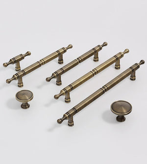 Solid Brass Round Cabinet Pulls & Knobs - Antique Bronze Finish - #1 - 224mm / 1pc
