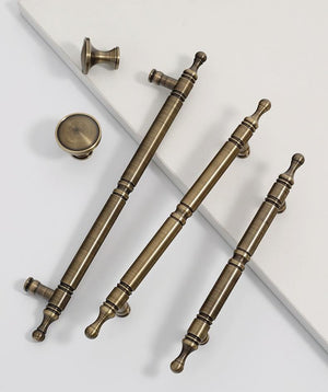 Solid Brass Round Cabinet Pulls & Knobs - Antique Bronze Finish - #1 - 320mm / 1pc