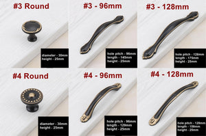 Solid Brass Round Cabinet Pulls & Knobs - Black Finish for Cabinets - #1 - 128mm / 1pc