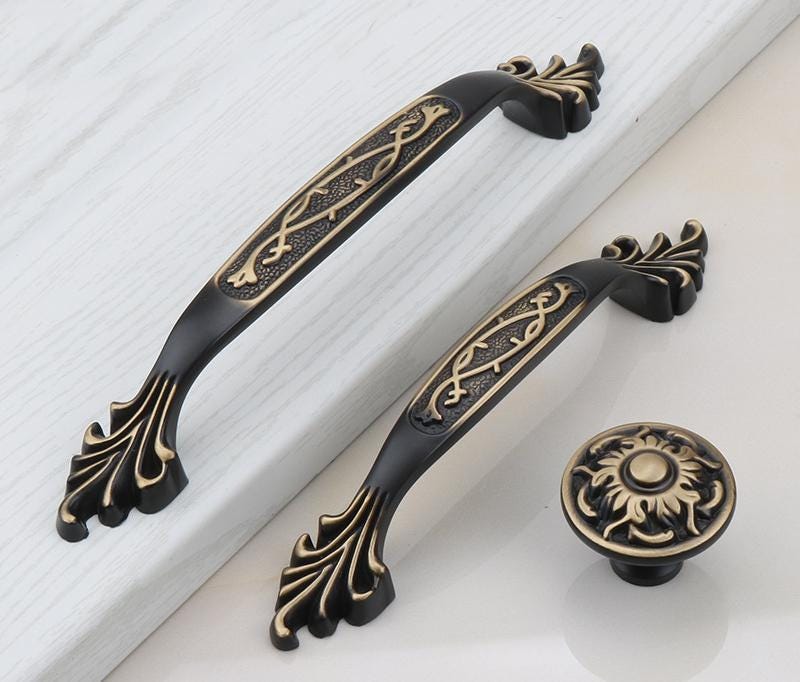 Solid Brass Round Cabinet Pulls & Knobs - Black Finish for Cabinets - #3 Round / 1pc