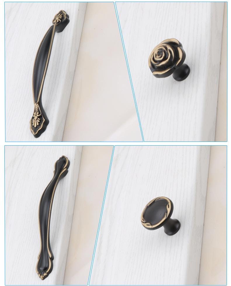 Solid Brass Round Cabinet Pulls & Knobs - Black Finish for Cabinets - #4 Round / 1pc