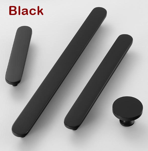 Solid Brass Round Cabinet Pulls & Knobs - Black Finish for Cabinets - Black 95mm / 1pc