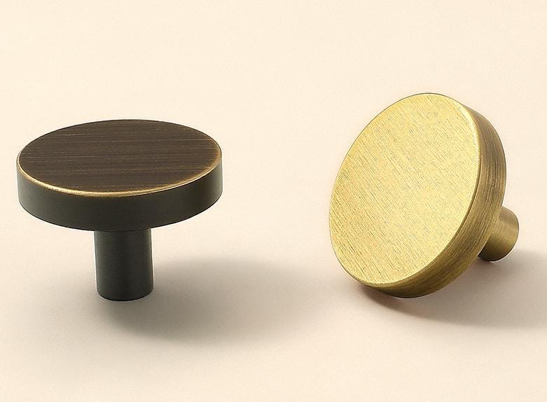Solid Brass Round Cabinet Pulls & Knobs - Black Finish for Cabinets - 30mm Bronze / 1pc