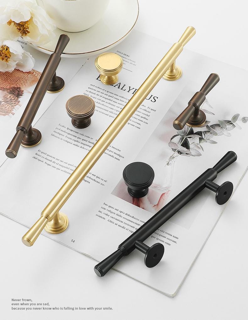 Solid Brass Round Cabinet Pulls & Knobs - Black Finish for Cabinets - #1 Round Brass / 1pc